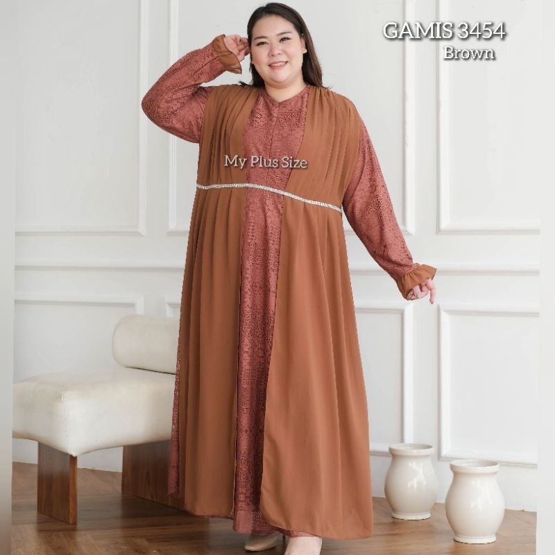 Gamis Brukat Jumbo 3454, Ld 130 &amp; 145 cm