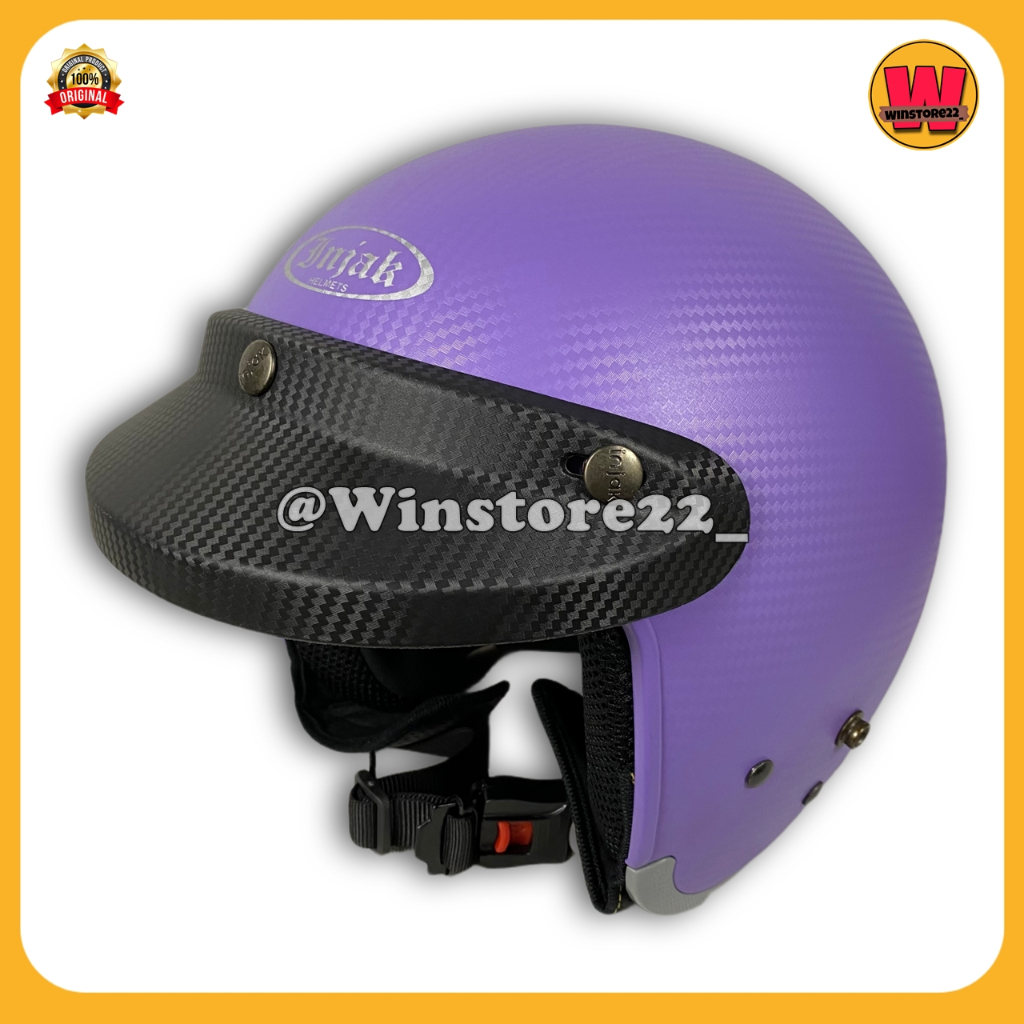 Helm Sepeda Motor Half Face Bogo Cargloss Injak Carbon Original warna Black Cream Silver PInk & Maro
