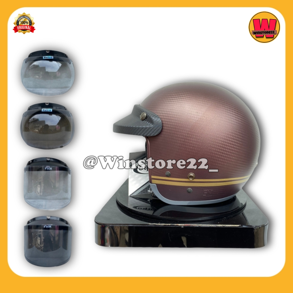 Helm Sepeda Motor Half Face Bogo Cargloss Injak Carbon Original warna Black Cream Silver PInk & Maro