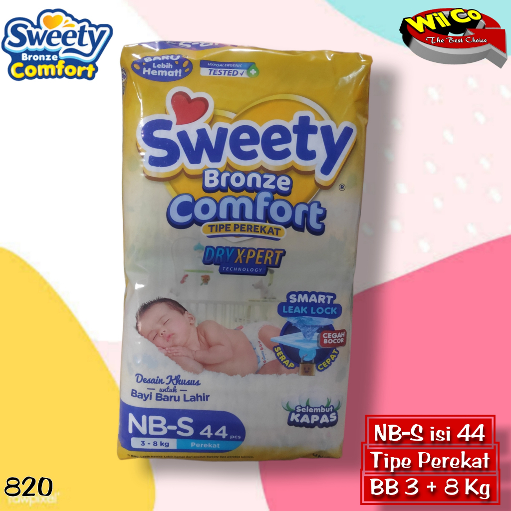 K820 - POPOK BAYI SWEETY BRONZE COMFORT (PEREKAT) DRY X-PERT  NB-S 44 BB 3 - 8 KG