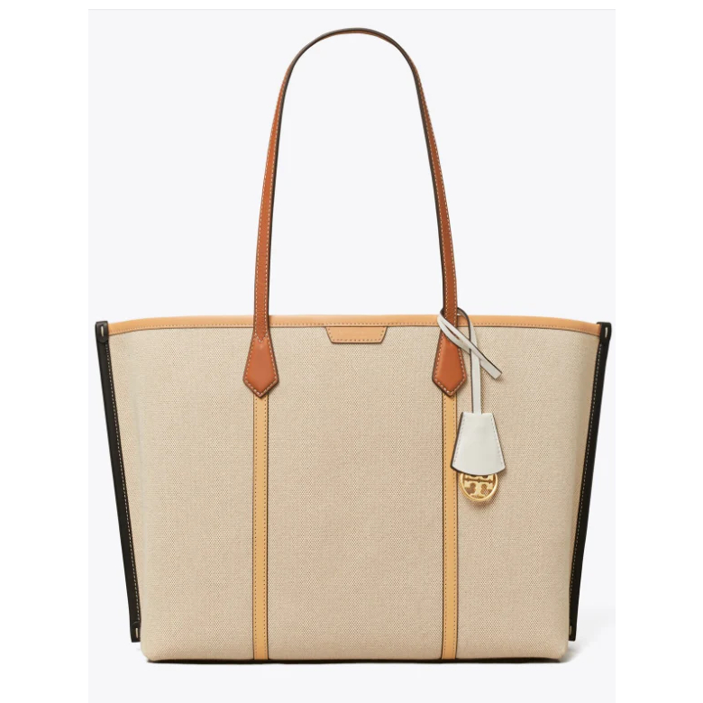 TB Perry Canvas Triple Compartment Tote Natural multi