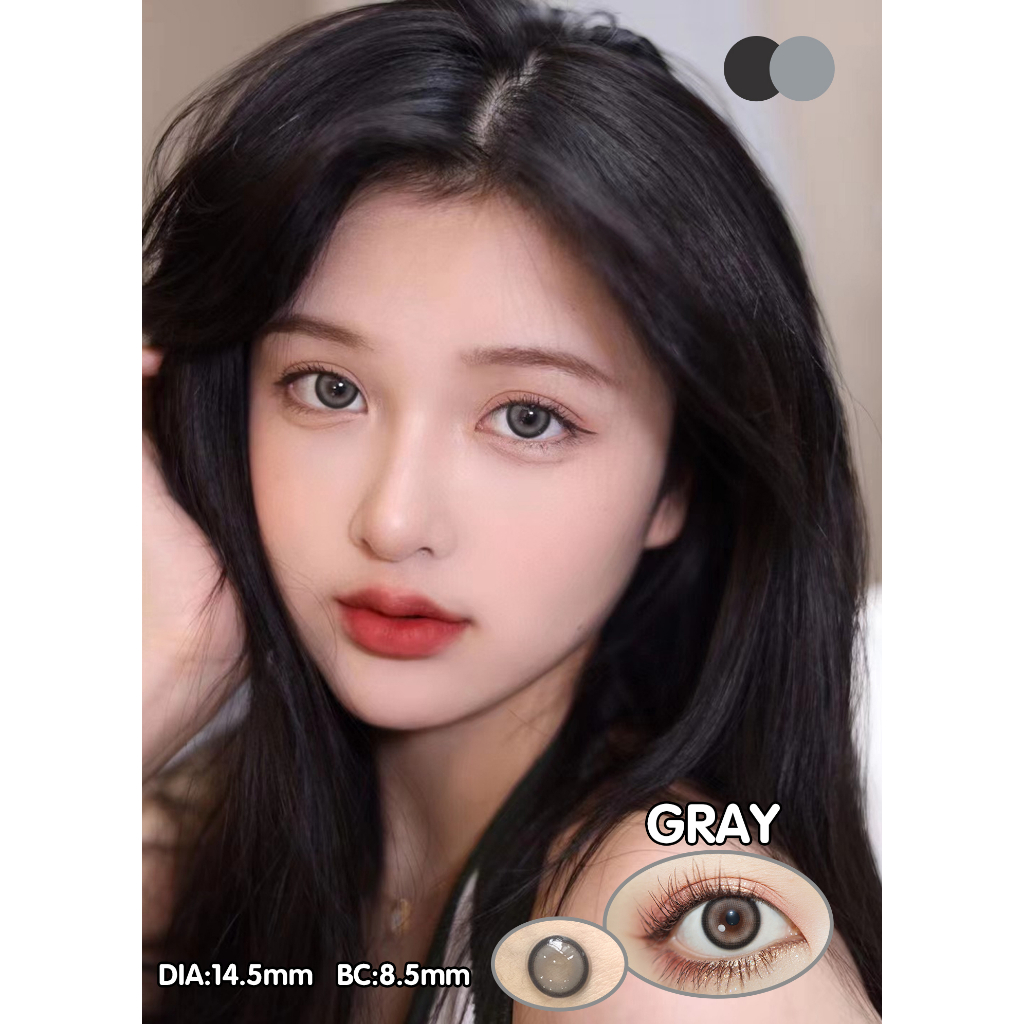 （COD）1 pasang lensa kontak warna diameter 14.2MM softlens soflen soflens softlens grey softlens hitam softlense softlens murah