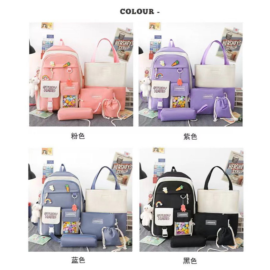 MV_Marvelouz MV806784 Tas RANSEL Wanita 4IN1 Kekinian Ada Gantungan  Lucu terbaru 1kg bisa 1 tas supplier tas import EL 6784