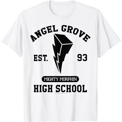 BAJU KAOS Power Rangers Angel Grove High School Collegiate Logo T-Shirt