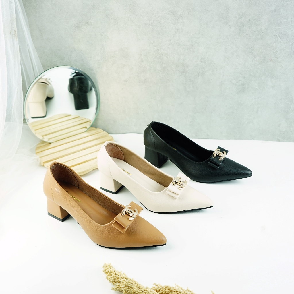 Sepatu Heels Wanita Kerja Sepatu Pantophel Sintetis ZR 08