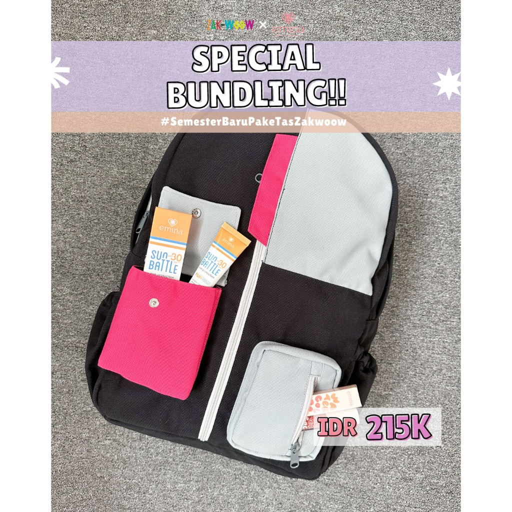 Special Bundling Back to School Zakwoowstyle X Emina (Ransel Wanita Estetik/Backpack Series)