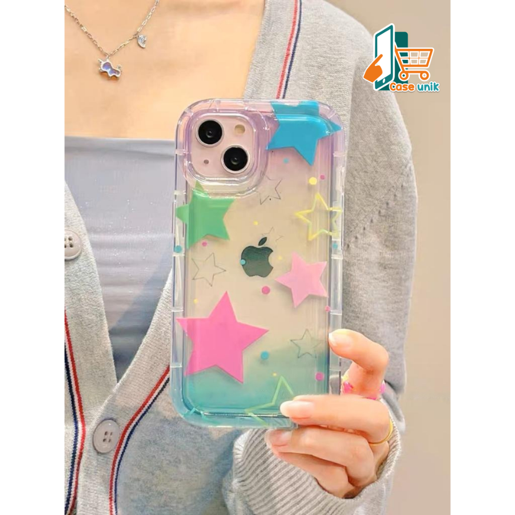 SS835 SOFTCASE SILIKON SHOCKPROOF AIR BAG STAR COLORFULL FOR IPHONE 6 6S 6+ 7 7+ 8 8+ X XS XR 11 12 13 14 PRO 11 12 13 14 PROMAX CS6120