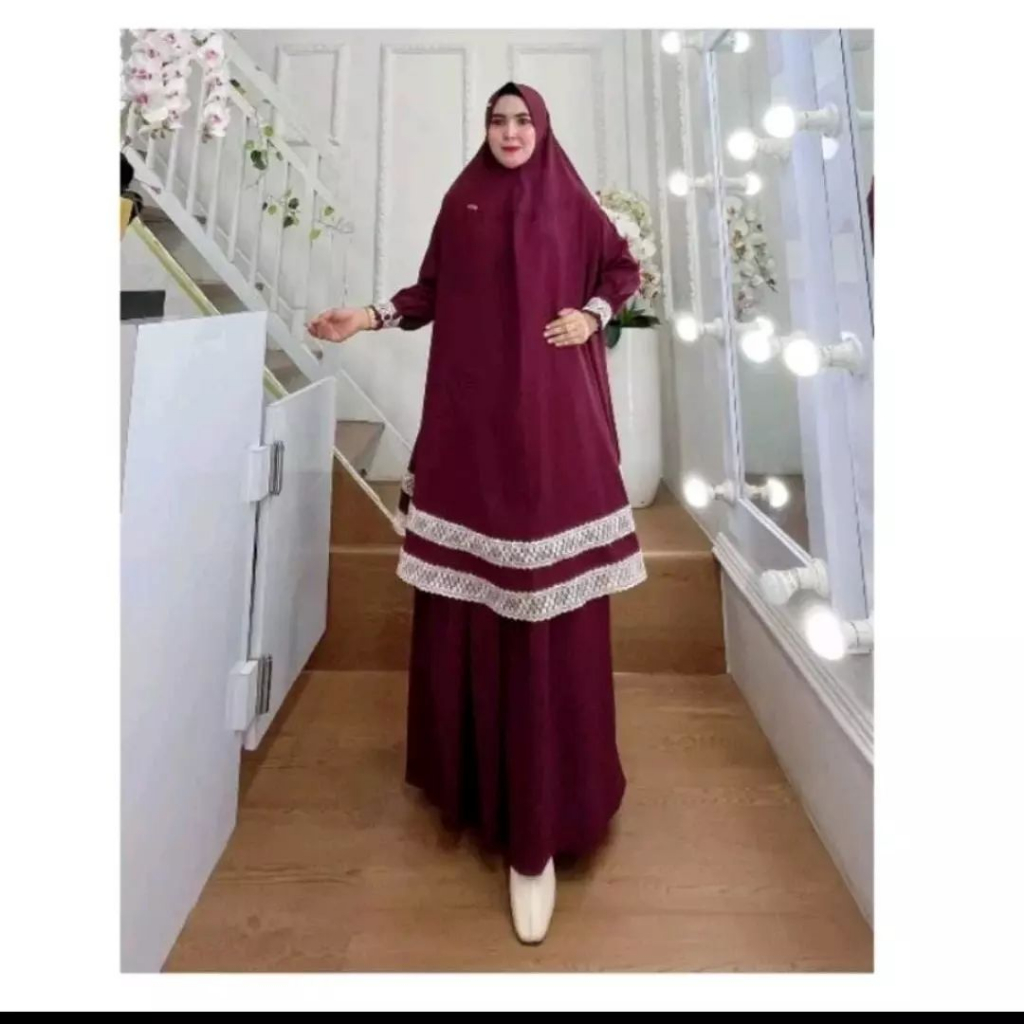 Ns Fc Najibah Gamis Syari Asdf Citana + Krudung Dan Cadar Crinkle Airflow Fashion Muslim Wanita OOTD Dewasa Kekinian Baju Muslim Pengajian Perempuan