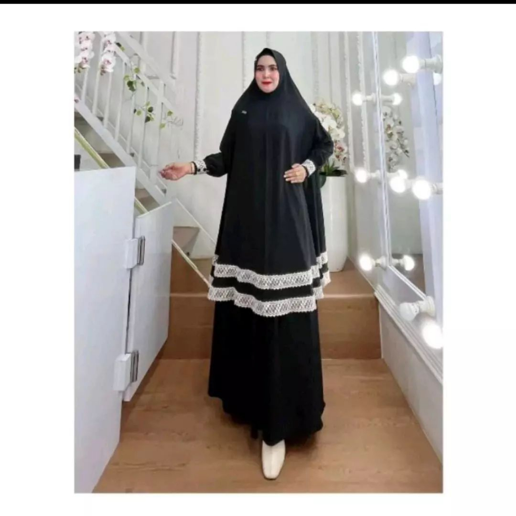 Ns Fc Najibah Gamis Syari Asdf Citana + Krudung Dan Cadar Crinkle Airflow Fashion Muslim Wanita OOTD Dewasa Kekinian Baju Muslim Pengajian Perempuan