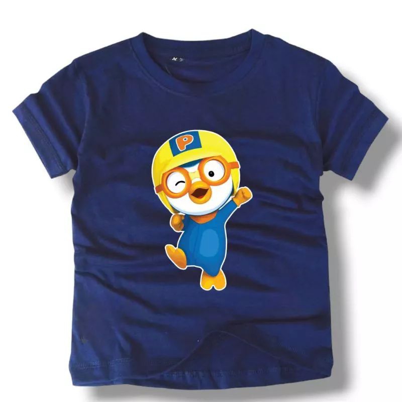 Kaos sablon dtf anak unisex gambar pororo viral usia 1-7 tahun