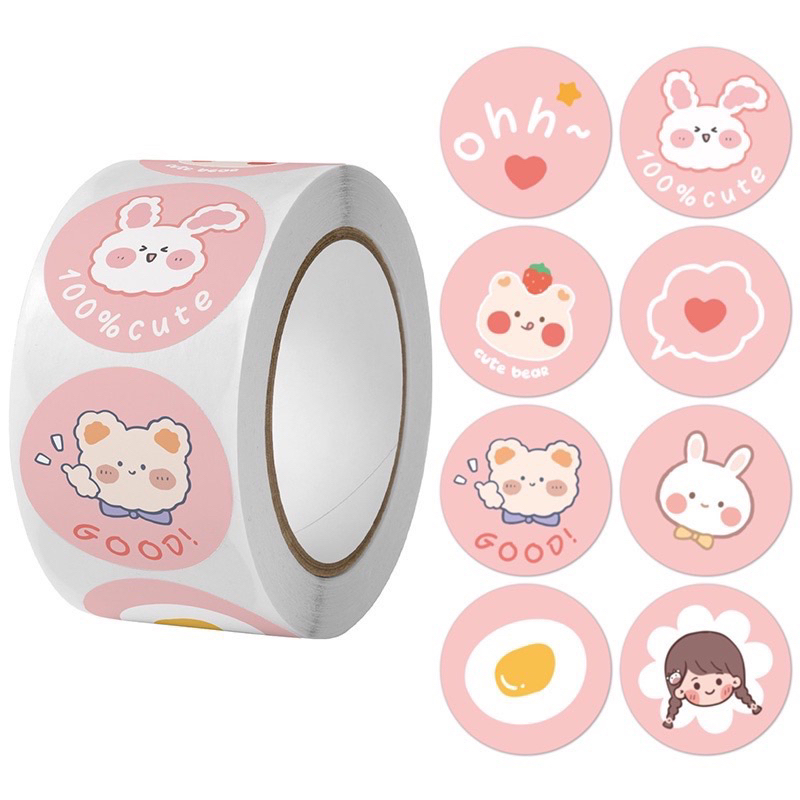 

(25PCS) STICKER KARAKTER BEAR PINK STICKER KARAKTER