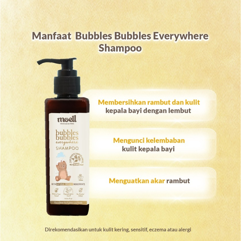 Moell Bubbles Shampoo Everywhere 185gr / Shampoo Bayi Natural / Sampo Essential Oil Non Alcohol Non SLS CBKS