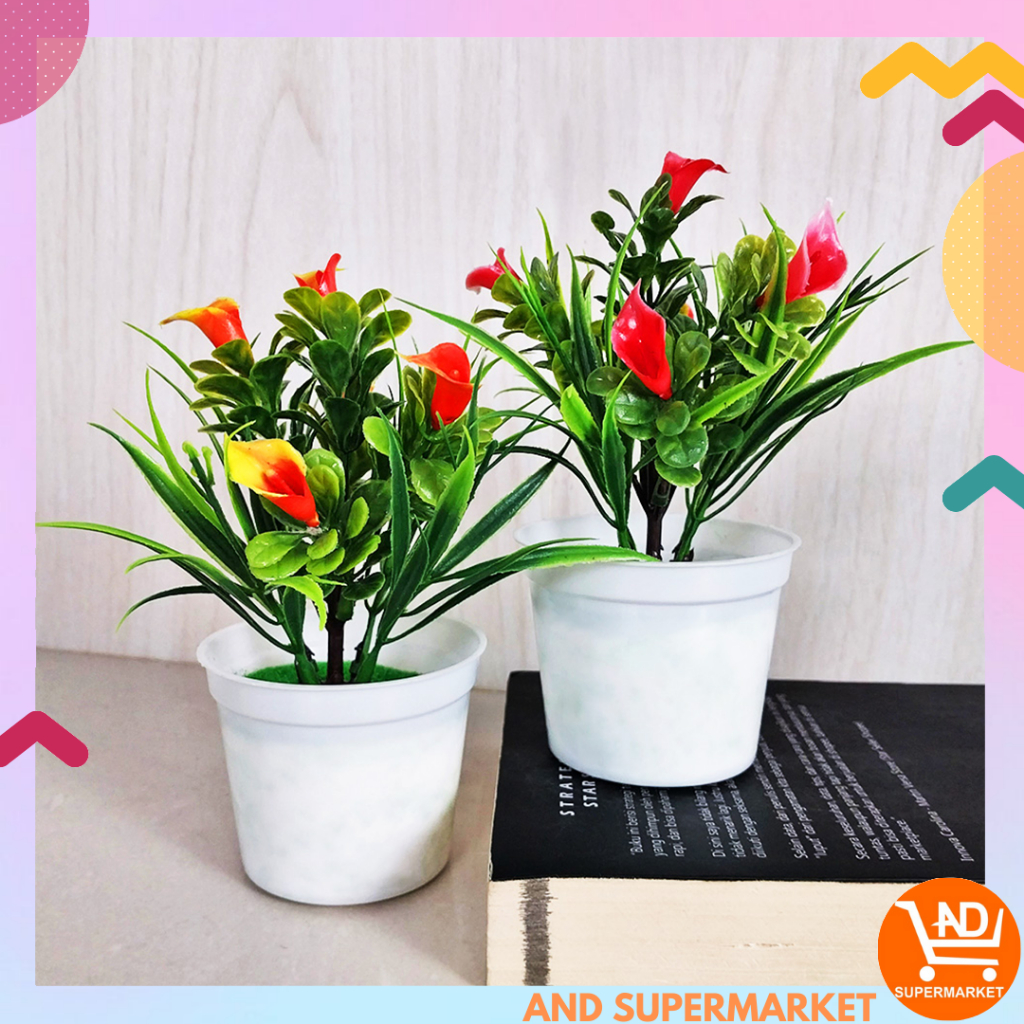 Bunga Tulip Hias Bunga Hias Plastik Mini Dekorasi Rumah Artificial Flowers Pot Tanaman Bunga Hias Palsu PBP19