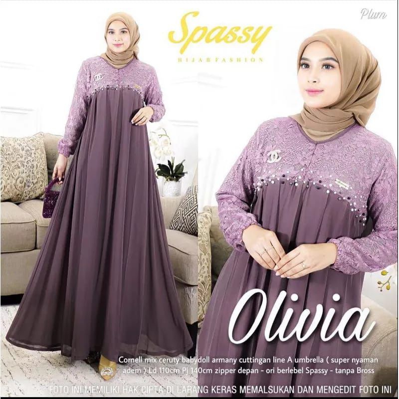 Fashion Muslim Gamis Abaya Fitri JASMINE AMENNA dan OLIVIA dress renda ceruty babydoll mix brokat dress Maxy pesta mewah mutiara terbaru terlaris