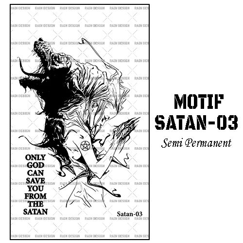 RAINDESIGN-Stiker tato anti air Seri Satan-03 / Tato temporer semi permanent Fruit Ink / Tato stiker