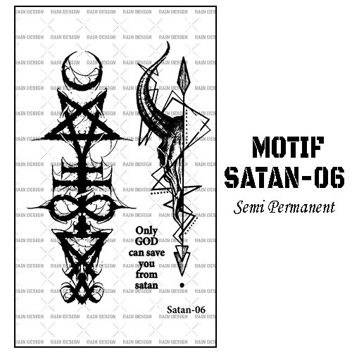 RAINDESIGN-Stiker tato anti air Seri Satan-06 / Tato temporer semi permanent Fruit Ink / Tato stiker