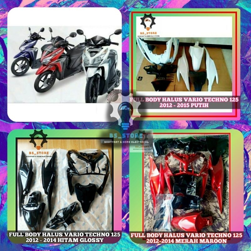 FULL BODY VARIO TECHNO 125 KZR 2012 2013 2014 HITAM MAROON PUTIH | PAKET FULL BODY VARIO TECHNO 125 |  FULL HODY HALUS KASAR VARIO TECHNO 125 KZR