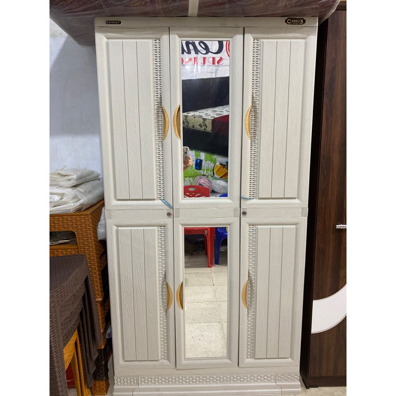 lemari 3 pintu napolly plastik putih premium
