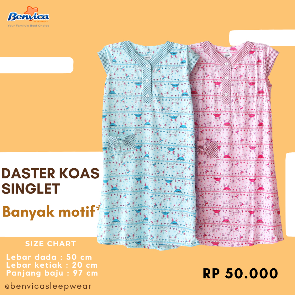 BAJU TIDUR DASTER KAOS DEWASA SINGLET ADEM BANYAK MOTIF