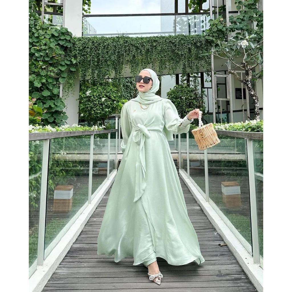 Terbaru Gamis Pesta Mewah Elegan Delvy Dress Jumbo Bahan Shimmer Baju Kondangan Wanita Kekinian Fashion Muslim