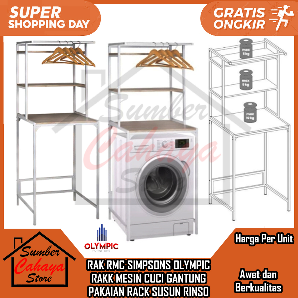 [Instan] RAK RMC SIMPSONS OLYMPIC RAKK MESIN CUCI GANTUNG PAKAIAN RACK SUSUN RINSO KABINET KOTAK TEM