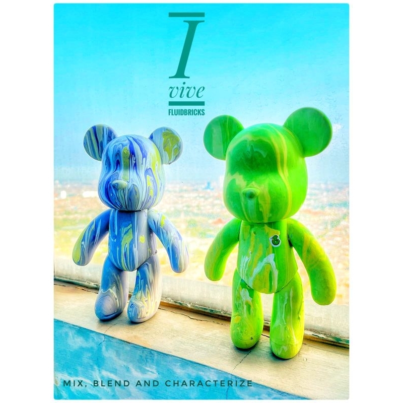 bearbrick diy painting fluidbrick mainan anak figure surabaya 23cm boneka