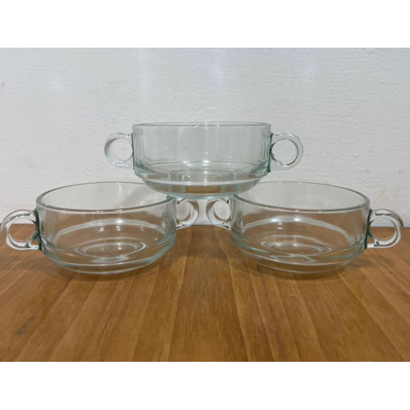 mangkok kaca 2 gagang / gelas kaca 2 gagang