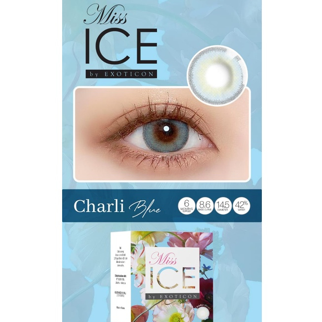 Softlens Warna ukuran minus Tinggi dan Normal Miss Ice Exoticon warna Biru (Charlie)