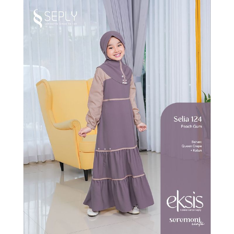 Sarimbit Keluarga Seply 2023 Eksis 208 Peach Gum ( Gamis Meyra 137 , Koko Kaseo 175 ,  Gamis Anak Selia 124 , Koko Anak Kliko 128 )