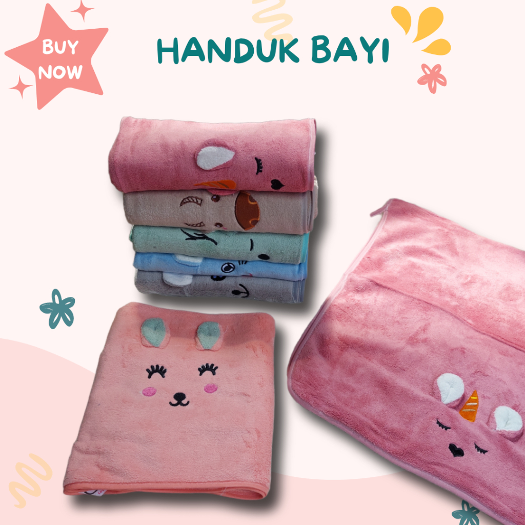 Handuk Bayi Microfiber Multifungsi Handuk Kecil Motif Kuping timbul Lucu Ukuran 100cm X 50cm