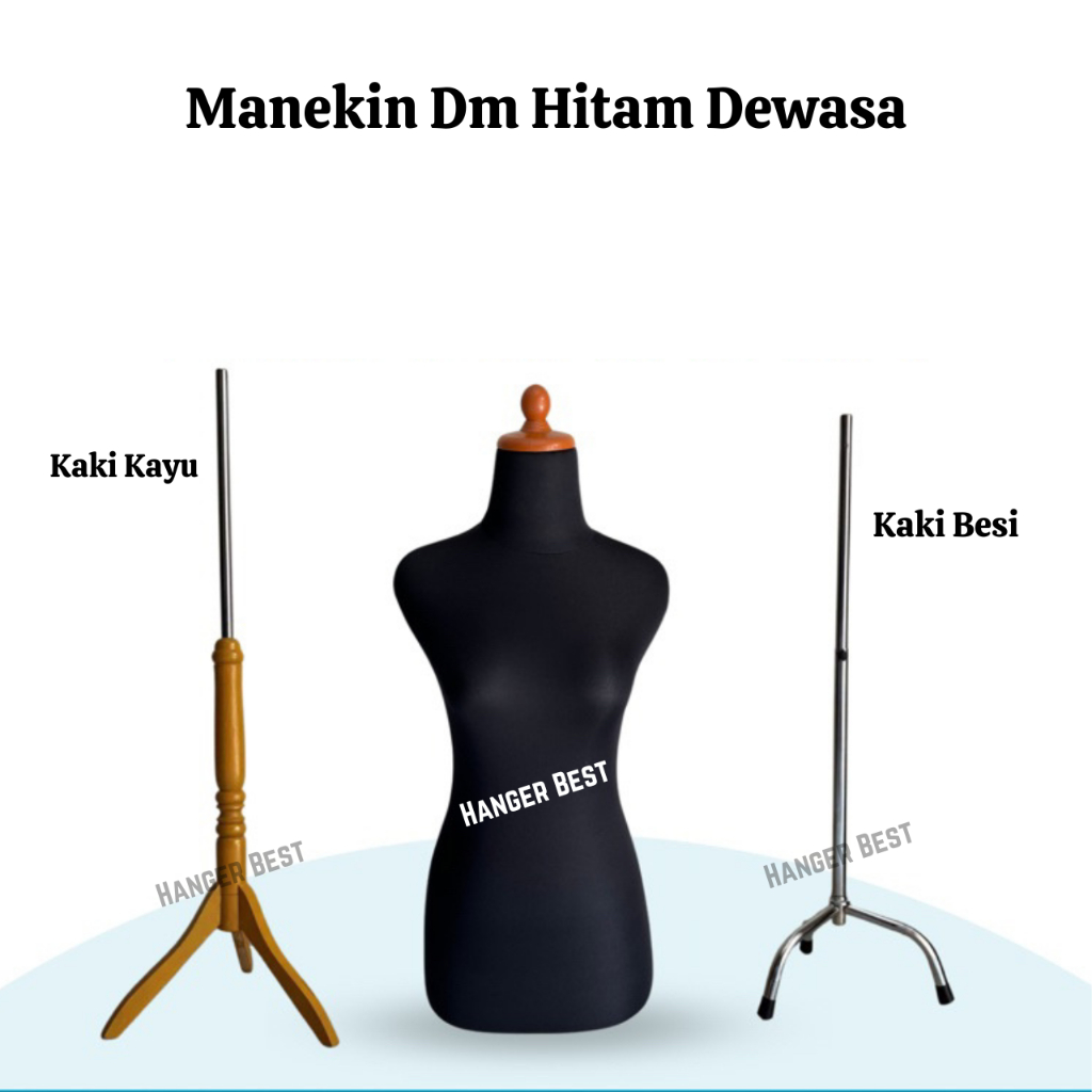 Manekin Body Cewek DM Hitam Kain Kaki Kayu &amp; Kaki Besi | Manekin Cewek | Patung Display Baju