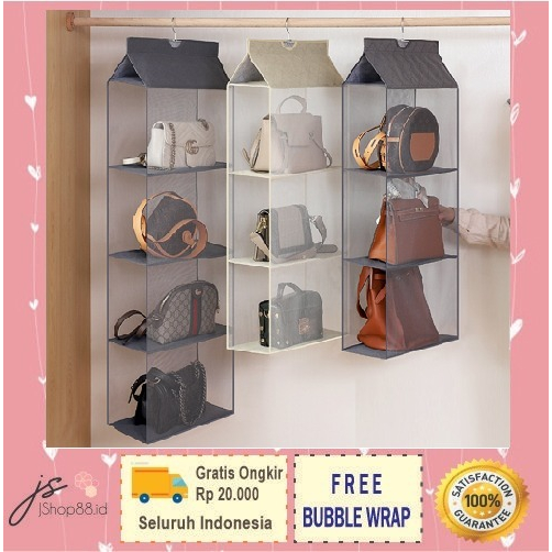 Lemari  Tas Susun Anti Debu / Bag Storage Tas Mika Transparant