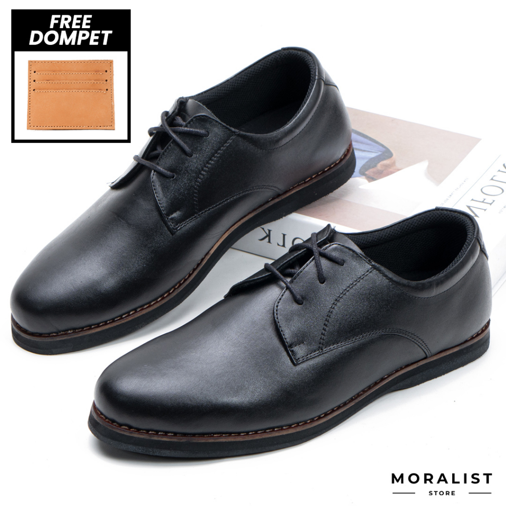 Sepatu Pantofel Pria Model Tali Oxford Shoes Kulit Asli Formal Blaven D331