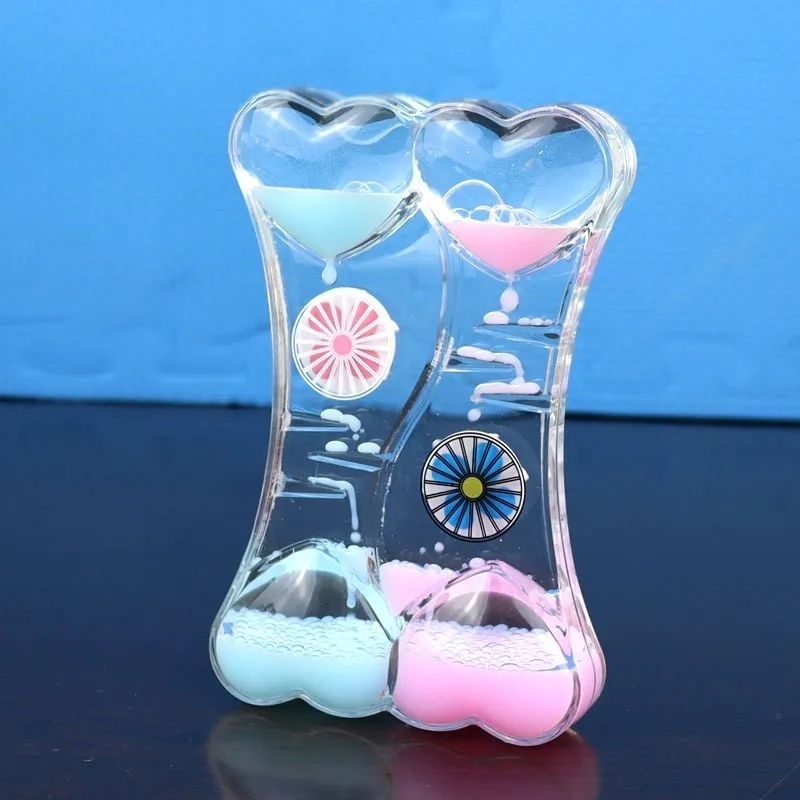 Hiasan dekorasi rumah hati decoration motion bubble drip oil hourglass double Color mixed Liquid motion Timer clock cairan minyak