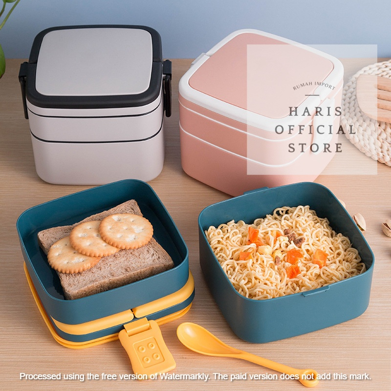 Satu Keluarga Kotak Makan 2 Tingkat F 011Tempat Bekal Makan Double Layer Food Grade Lunch Box Susun Bahan Plastik