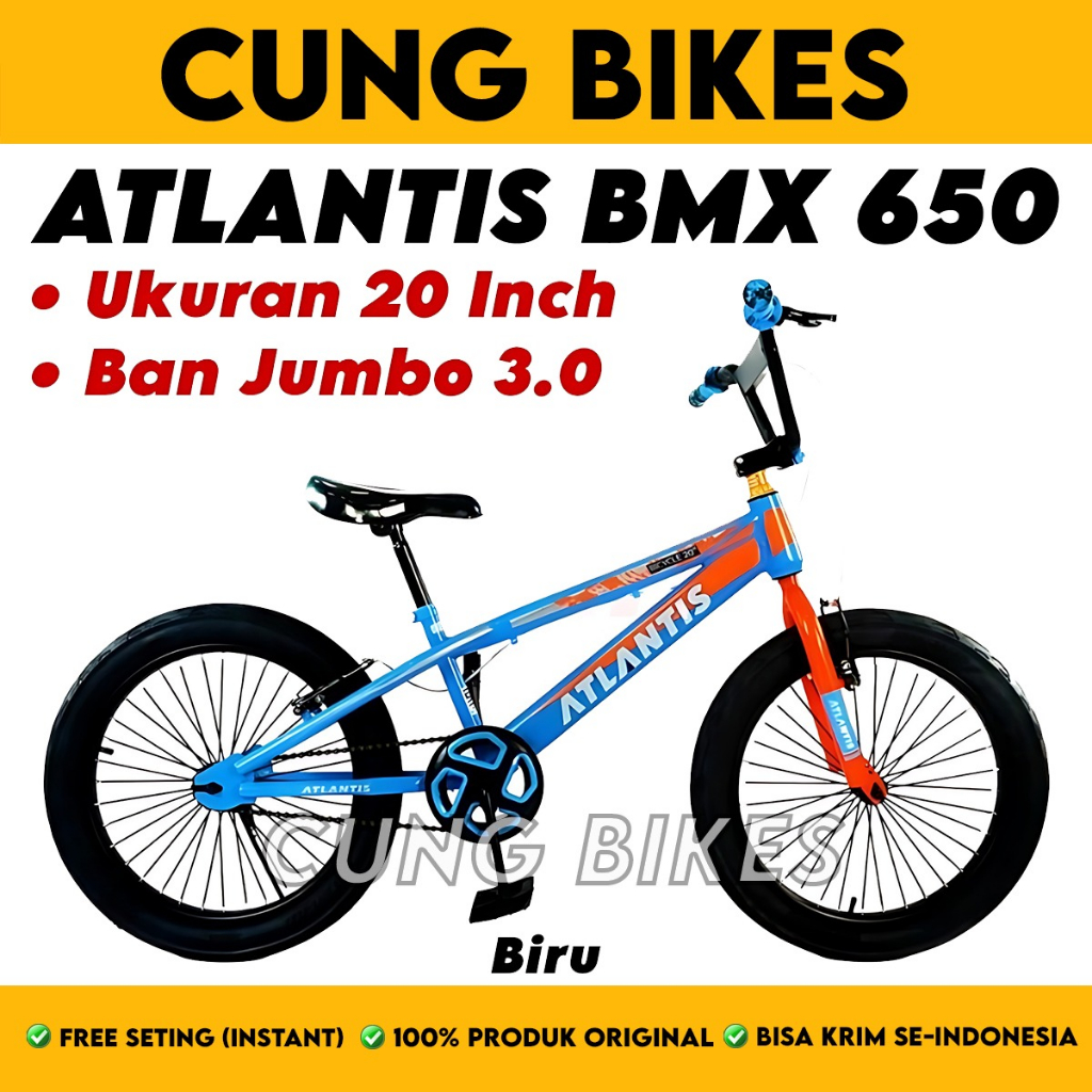 Sepeda Anak Laki BMX ATLANTIS 650 Ukuran 20 Inch Ban Jumbo 3.0