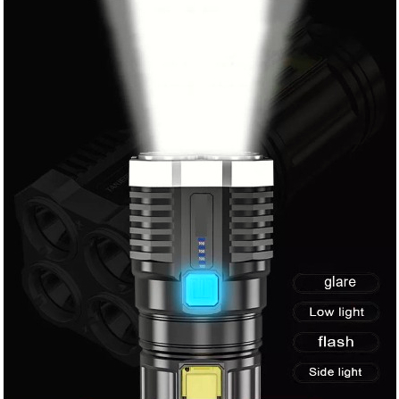 DHIO - Senter Portable 4 LED + COB Light Super Terang / Senter Penerangan Jarak Jauh 4 Mode Mata Lampu / Rechargeable Flashlight With 4 Core Light / Lampu Pencahayaan Darurat Untuk Camping Hiking Piknik Memancing Penerang SOS