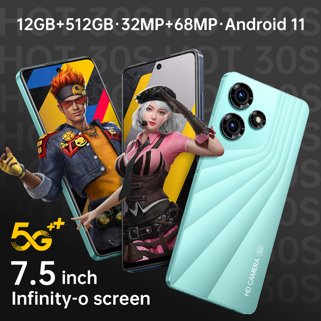 【Terbaru 2023 hp promo】Handphone HOT 30 NFC &amp; HOT 30i NEW GARANSI RESMI Handphone Asli 7.5Inci 12GB RAM+512GB ROM HD Kamera Dual SIM Dual 5G WiFi Smartphone Siswa Belajar Ponsel dual card dual standby gaming phone hp murah