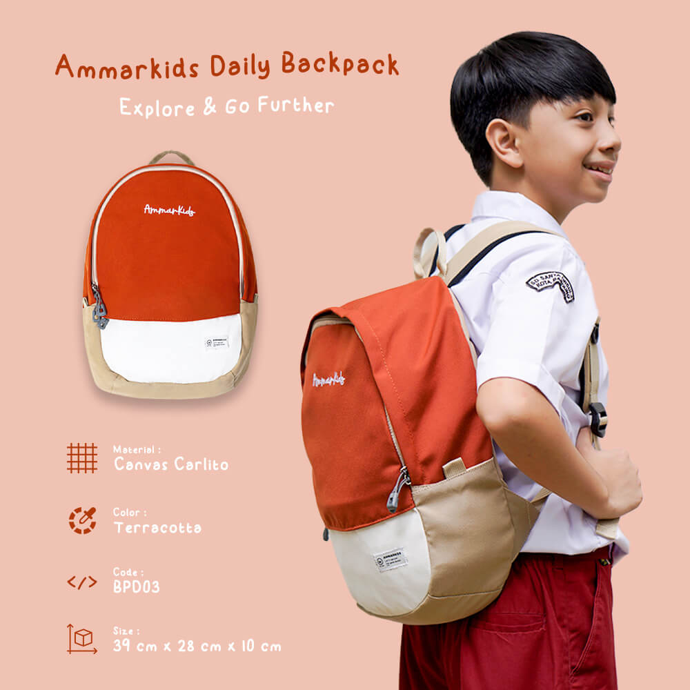 AMMARKIDS Tas Ransel Sekolah Anak Unisex Perempuan dan Laki Laki SD SMP Ransel Daily Backpack 2 In 1 Model Terbaru Kualitas Prmium Terbaik Motif Lucu Warna Polos Hitam Biru Navy Pink Hijau Tosca Merah Bisa COD