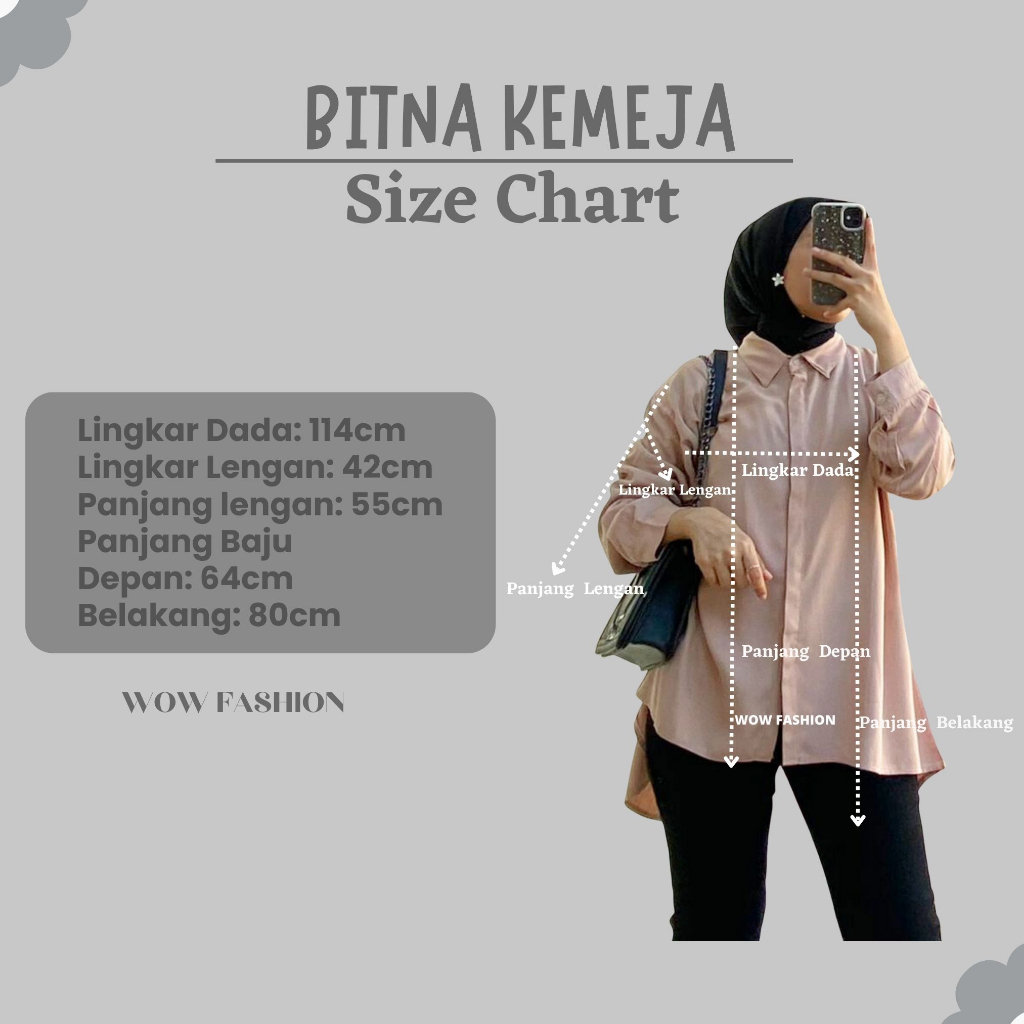 WOW-B-W Bitna Kemeja Rayon Twill - Kemeja Jumbo Wanita