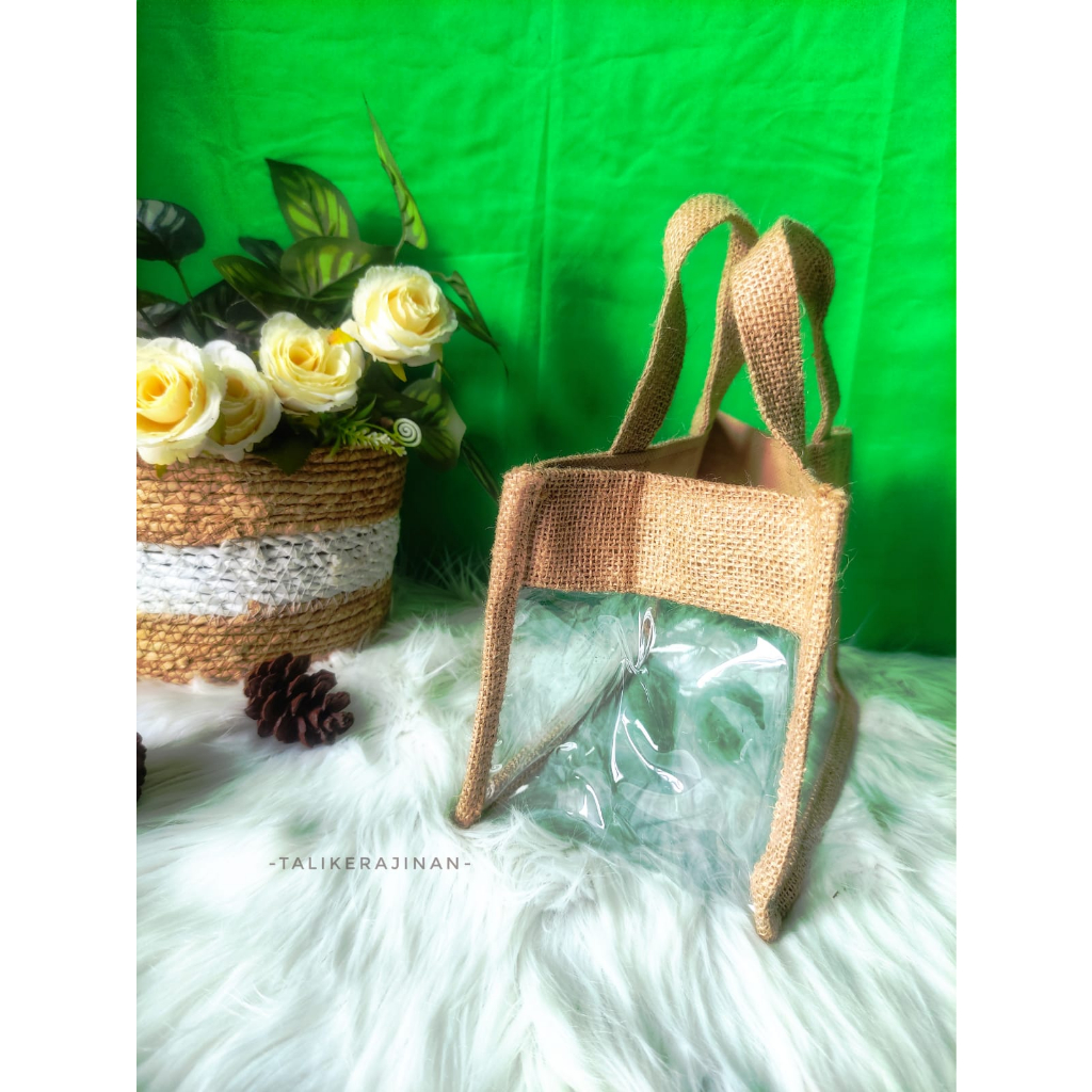 tas goni mika tas transparan hampers tas goni kecil