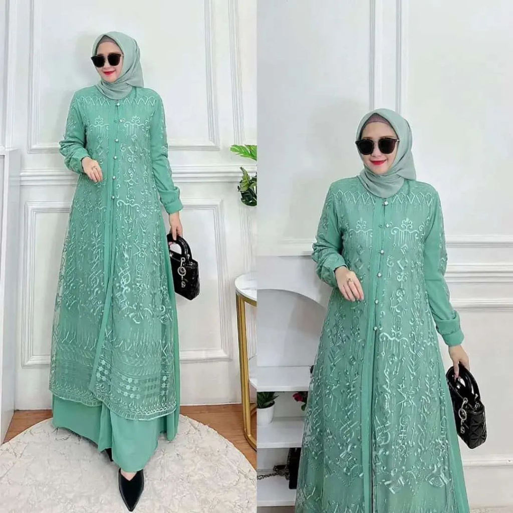 Sabrina Dress Nadine Long Dress Baju Brukat Gamis Wanita Terbaru 2023 Dress kondangan Gamis pesta