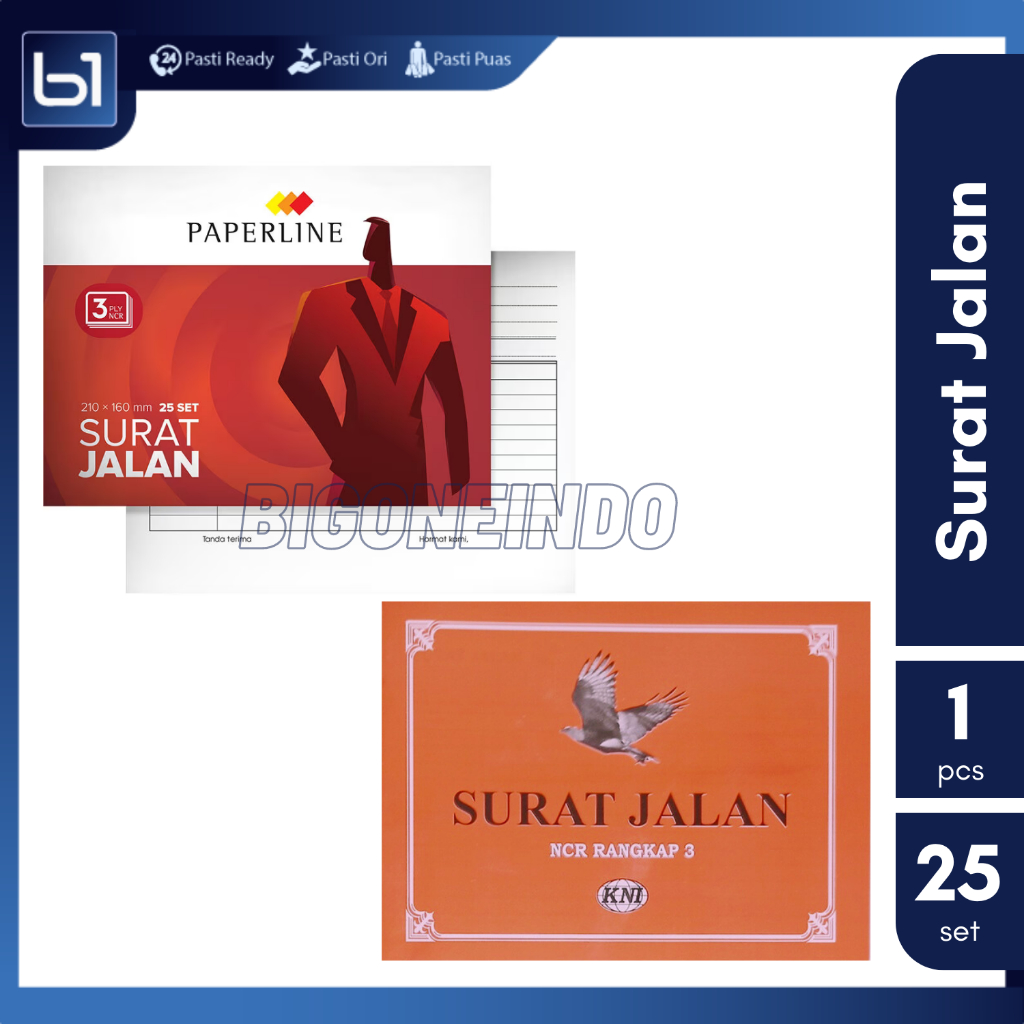 

Buku Surat Jalan 3Ply NCR, Faktur 3 Rangkap Isi 25 Set, Surat Jalan Besar 3ply, Tanda Terima Rangkap 3
