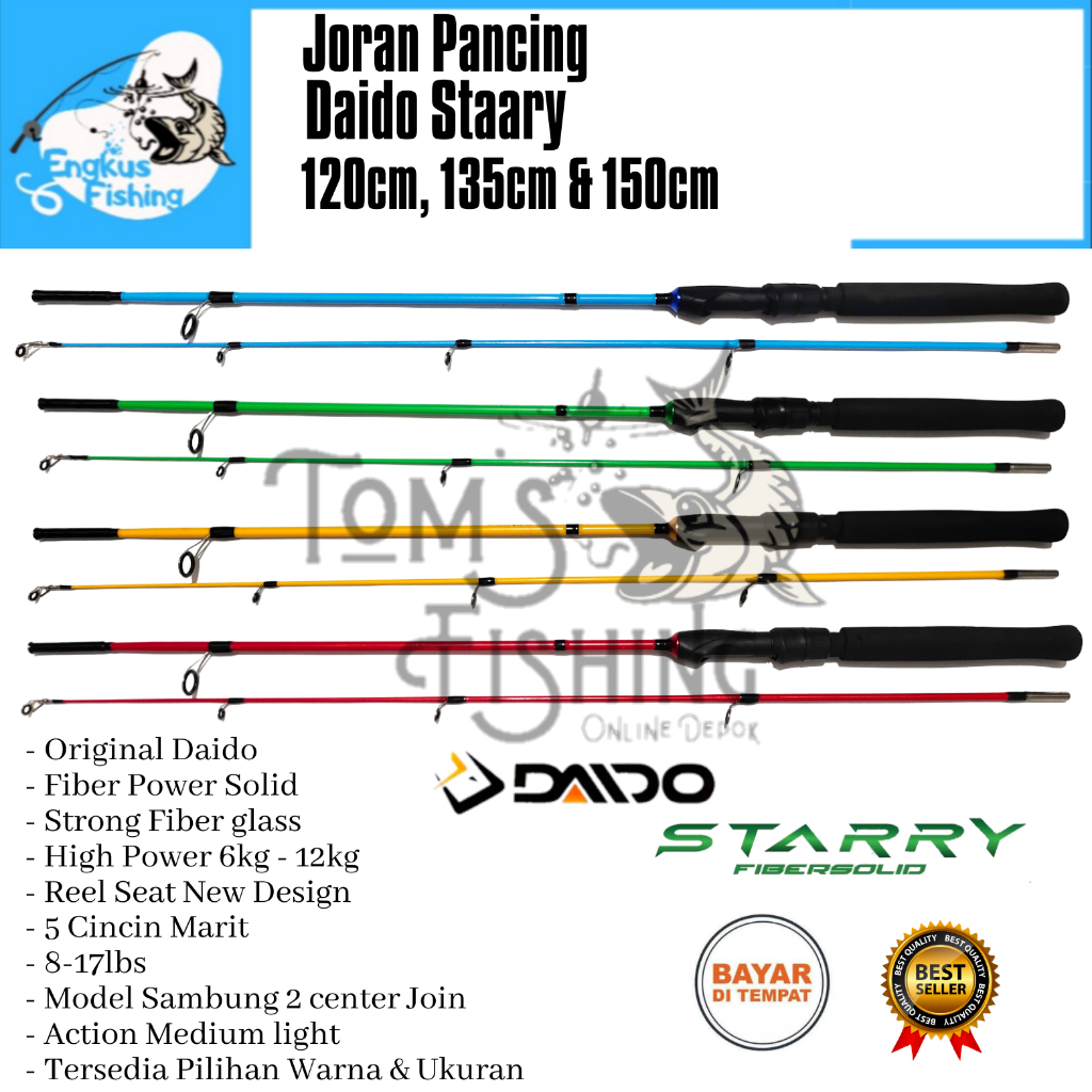 Joran Pancing Daido Staary 120cm - 150cm (7-18lbs) Fiber Solid High 12kg Murah - Engkus Fishing