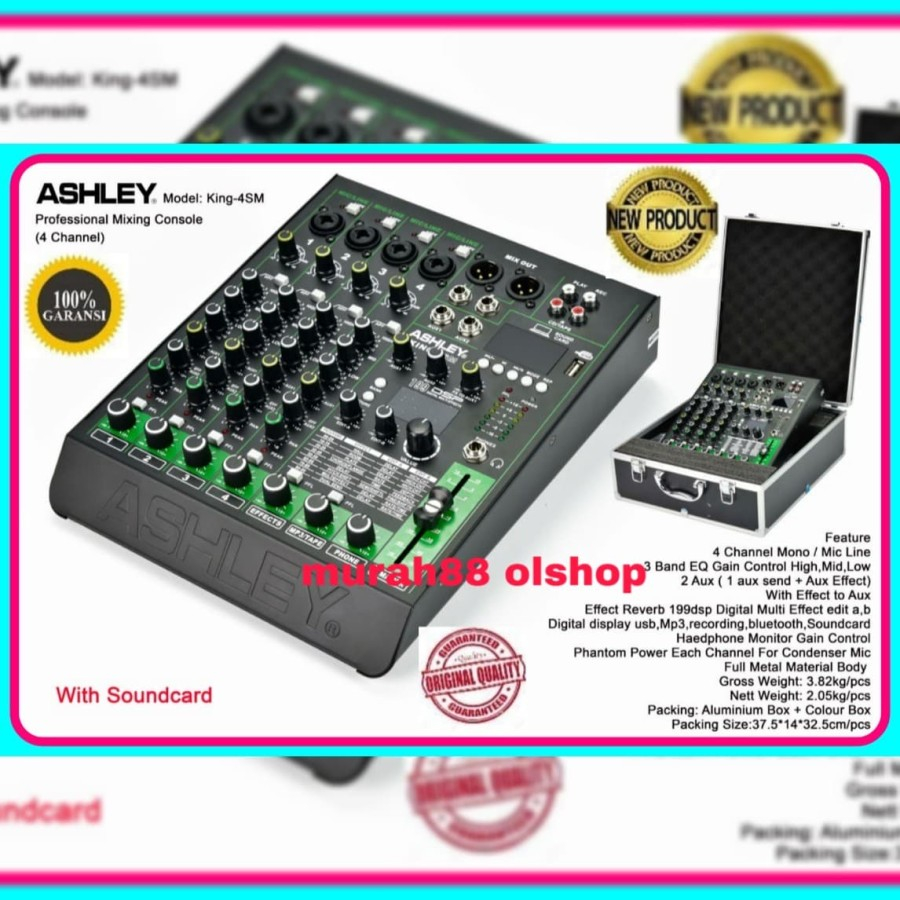 MIXER AUDIO ASHLEY KING 4SM/KING4SM USB-BLUETOOTH WITH SOUNDCARD