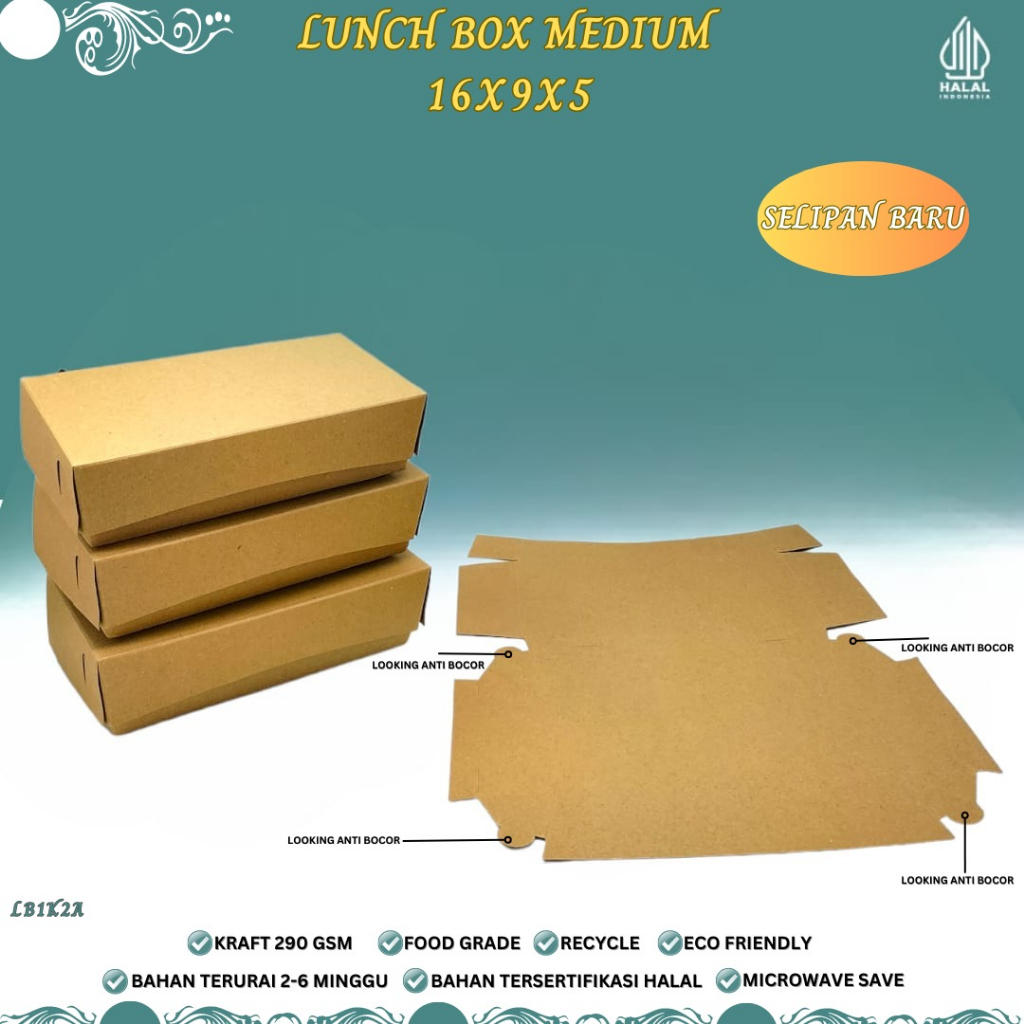 Lunch Box Medium Selipan Anti Bocor (LB1K2A-16X9X5 Cm)