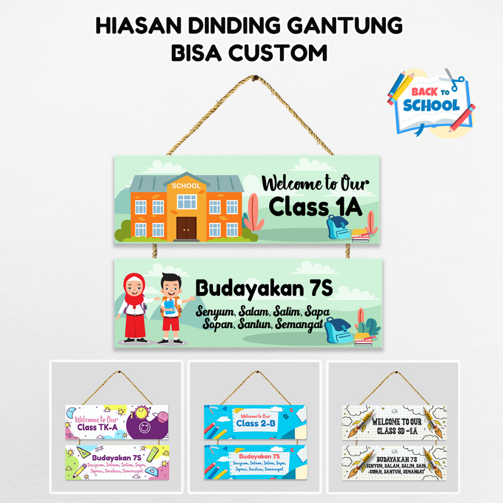 #54 CUSTOM Pintu Kelas Sekolah SD DEKORASI PAJANGAN 2 SUSUN PINTU KELAS HIASAN DINDING KAYU DEKORASI KELAS