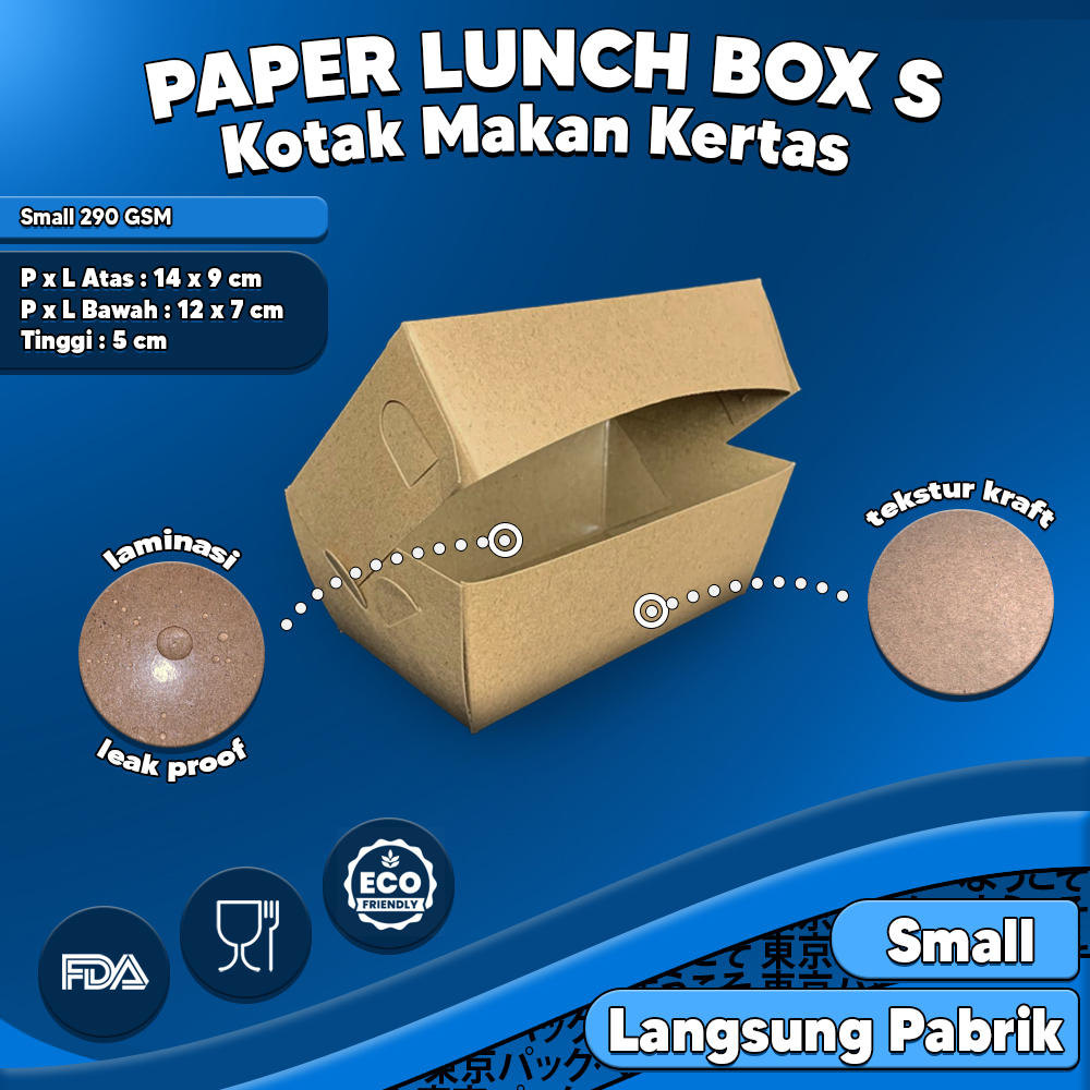 PAPER LUNCH BOX S BAHAN KRAFT/LUNCH BOX PAPER S COKLAT MURAH
