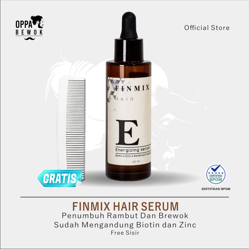 FINMIX Beard and Hair treatment Penumbuh rambut rusak rontok bercabang brewok jambang alis kumis minyak kemiri