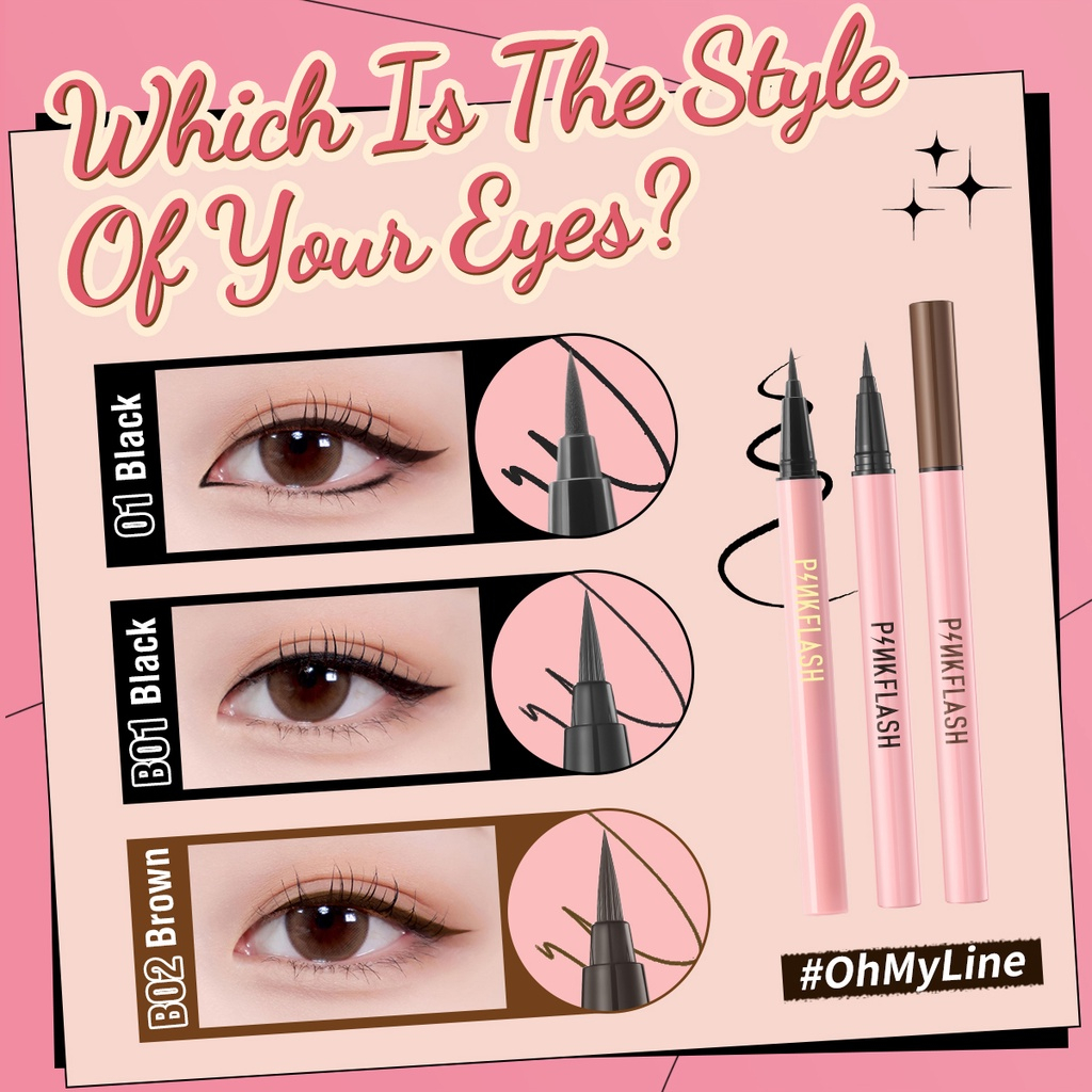 PINKFLASH OhMyLine Liquid Easy Eyeliner Evenly Pigmented Long Lasting Waterproof Black